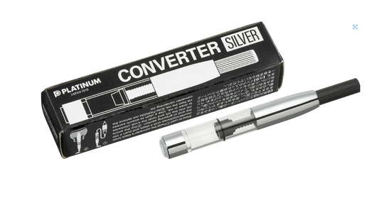 Platinum Converter Silver pen and its packaging on a white background