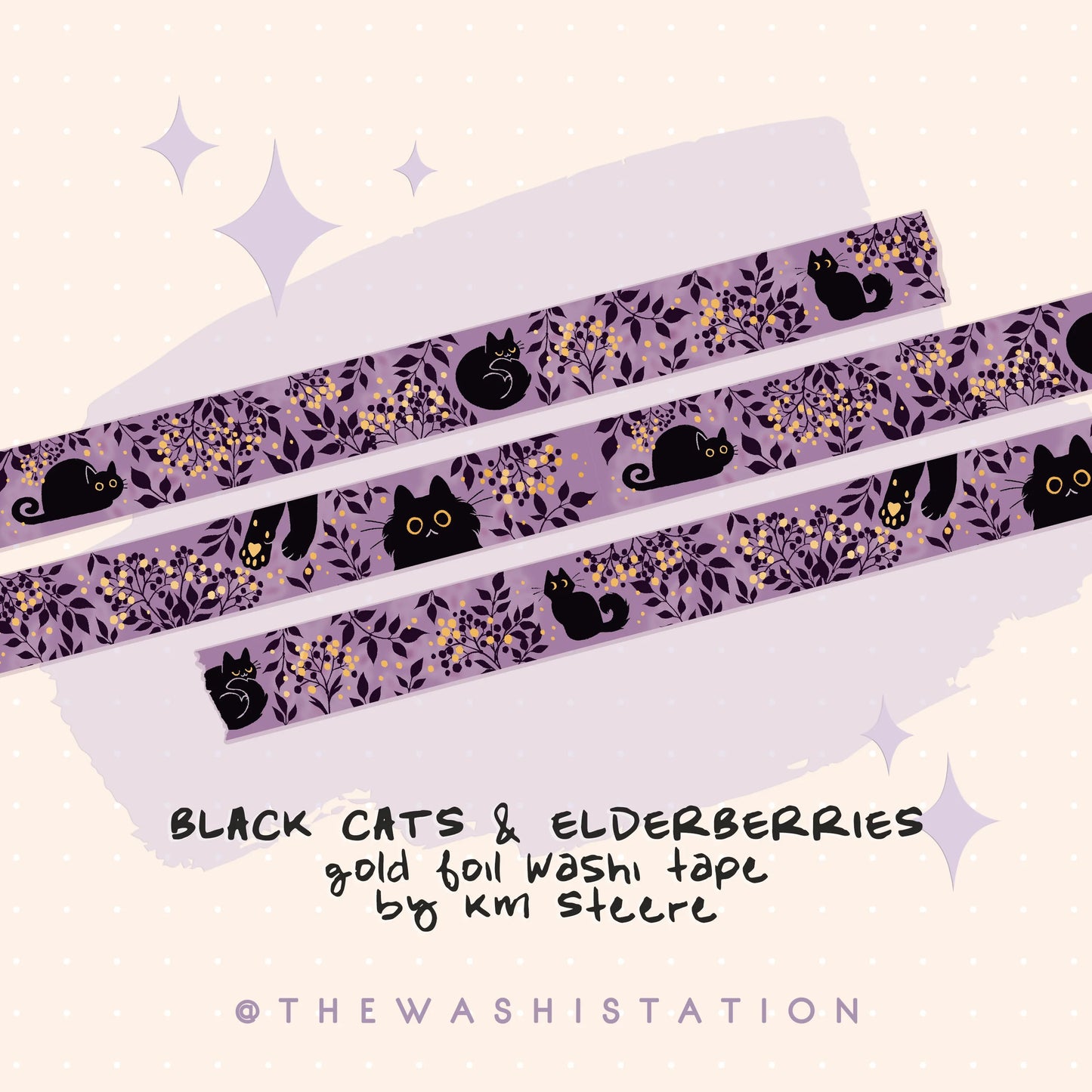 Black Cats & Elderberries Gold Foil Tape