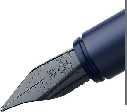 Faber-Castell NEO Slim Brushed Aluminum Dark Blue Fountain Pen