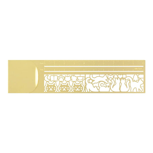 Midori Clip Ruler - Cat Design (Brass)