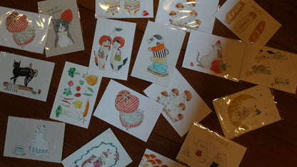 Furukawa Paper Post Card - Pudgy Coffee Cup Cat