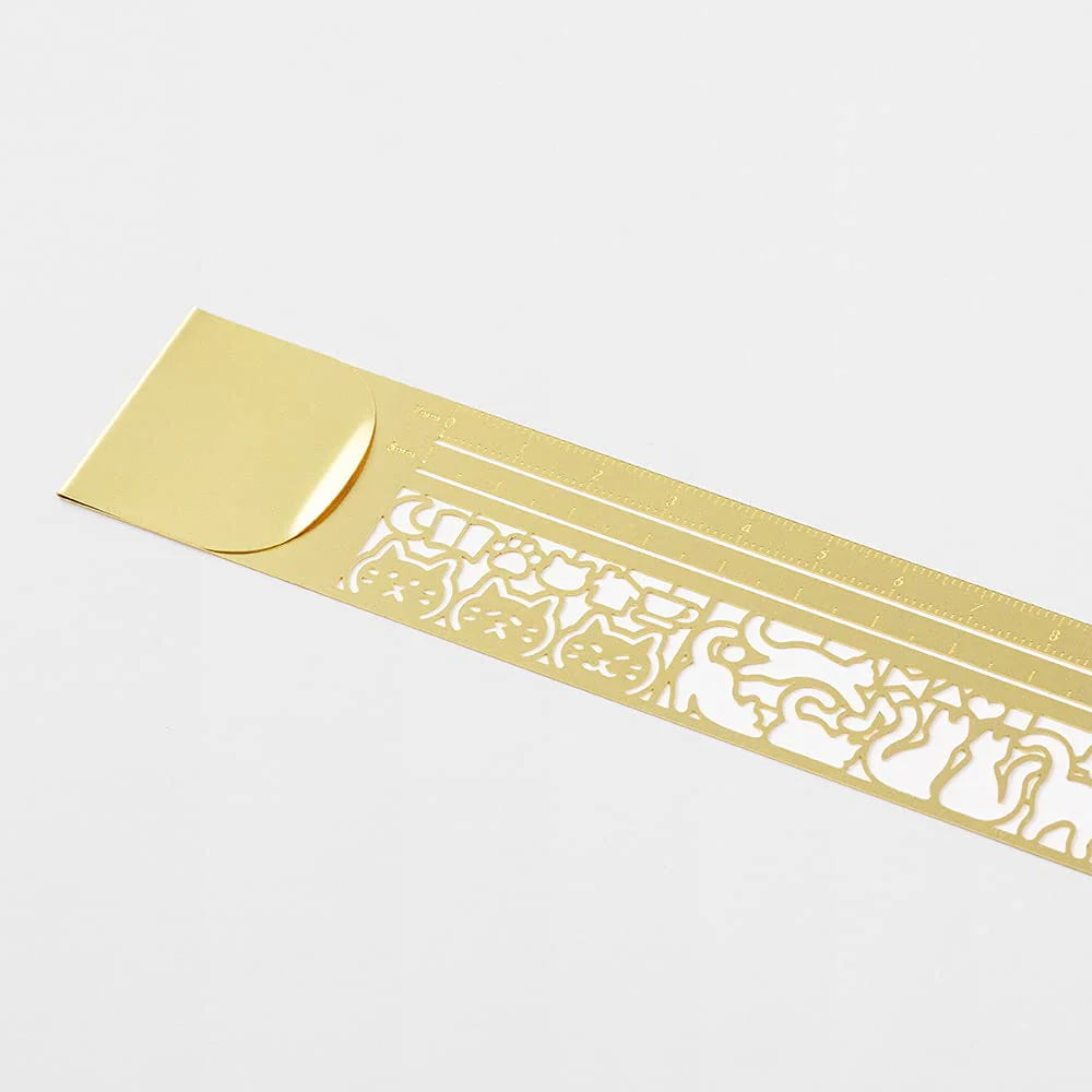 Midori Clip Ruler - Cat Design (Brass)