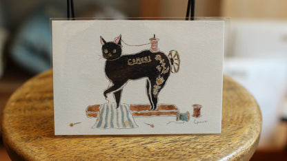 Furukawa Paper Post Card - Cat Paw Sewing Machine