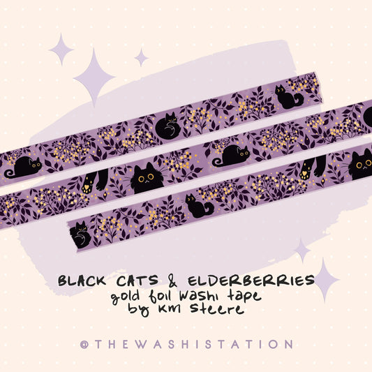 Black Cats & Elderberries Gold Foil Tape