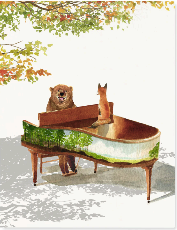 Felix Doolittle - Piano Bear - Greeting Card
