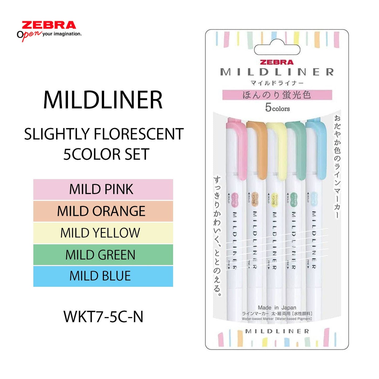 Zebra Mild liner Highlighter 5-Color Set
