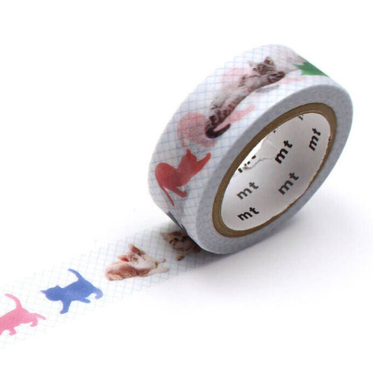 Roll of decorative tape with cat designs on a white background
