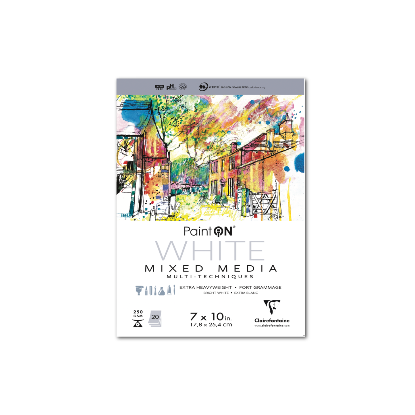 Clairefontaine PaintON Mixed Media Pads - 250g - White - Three Sizes