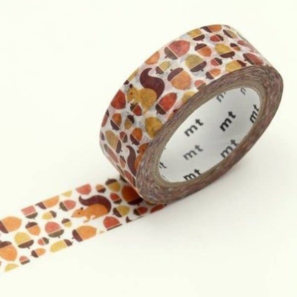 Decorative tape with autumn-themed design on a white background