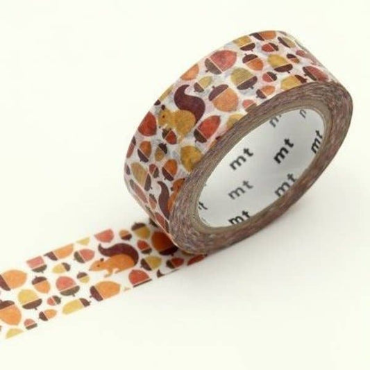 Decorative tape with autumn-themed design on a white background