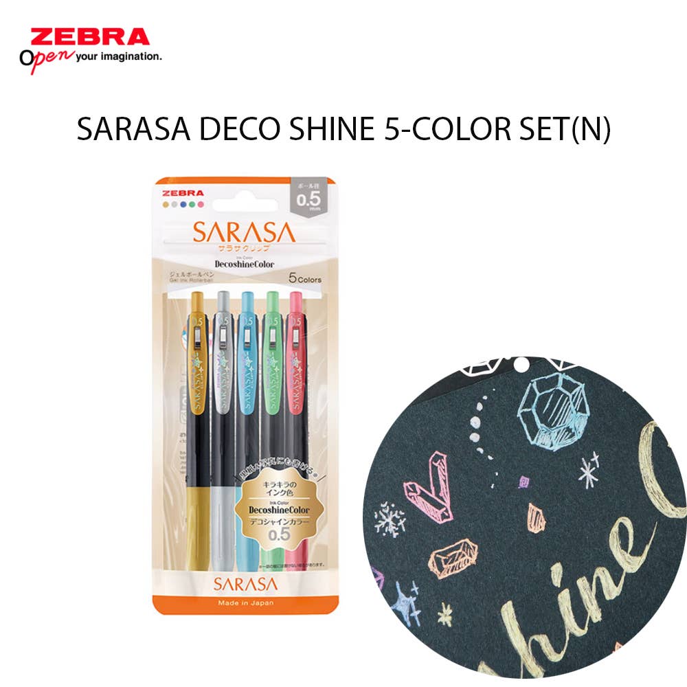 Zebra Gel Pen Sarasa Deco Shine 5-Color Set