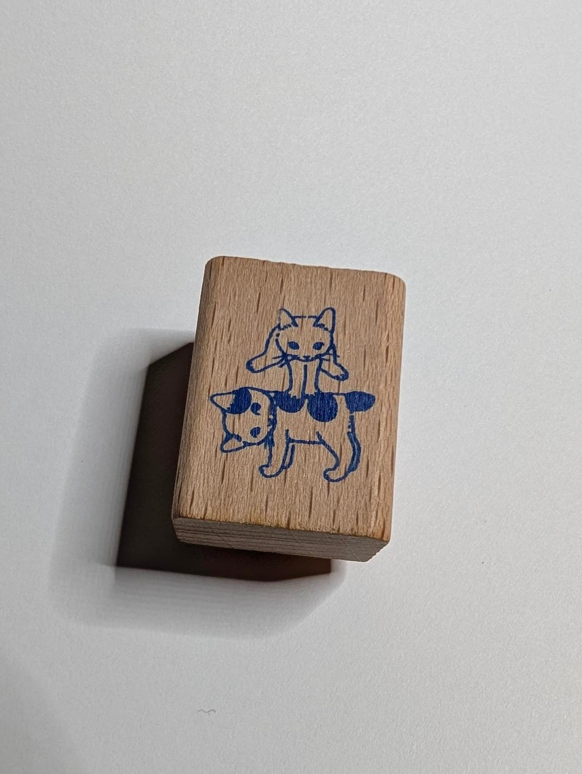 Pottering Cat Wooden Stamp - Small - Leap Frog